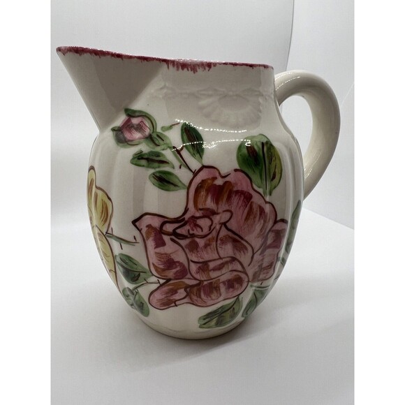 Southern Potteries Blue Ridge Erwin Rose Pitcher, Virginia Style 6 Inch Jug - Picture 11 of 16